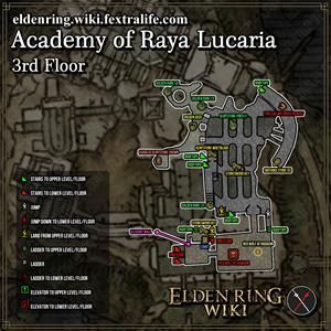 Academia de raya lucaria 3er piso mapa de mazmorra elden anillo wiki guía 300px