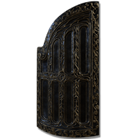 The Black Steel Greatshield is a Shield that scales primarily with Strength. Greatshields weigh a decent amount and provide the best protection in the game.