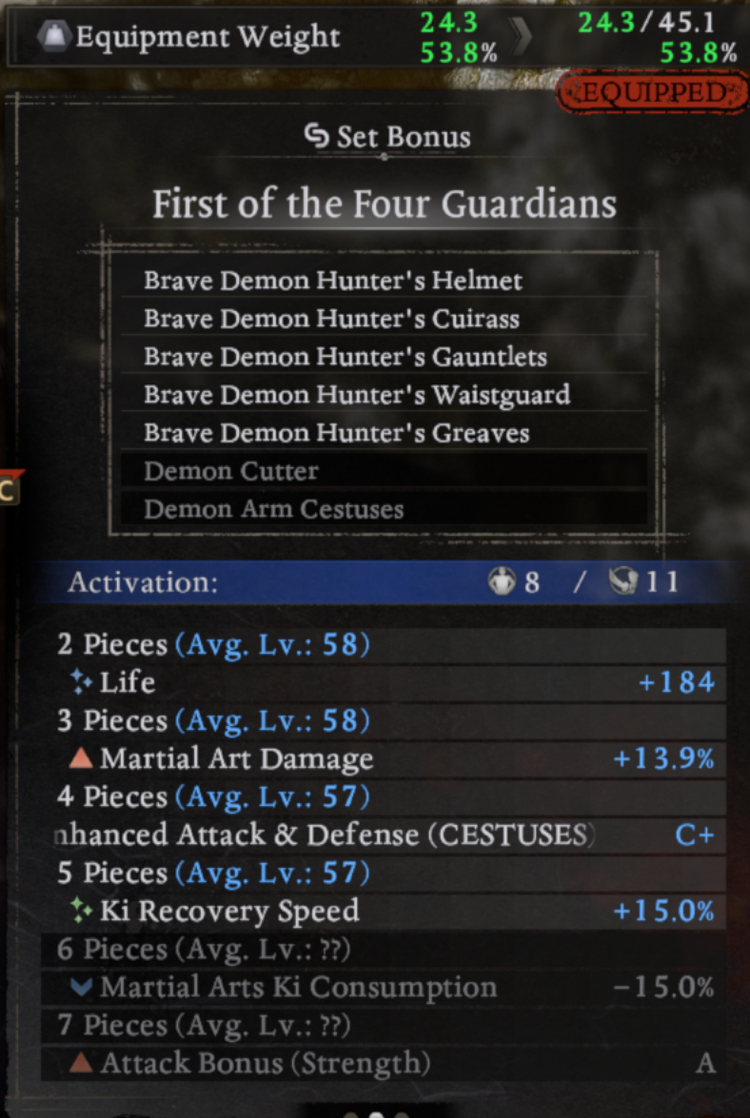 Nioh 3 Samurai Cestuses Build - Demon Hunting Fists-Brave Demon Hunter Set-bonus