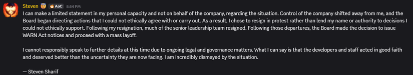 steven sharif statement