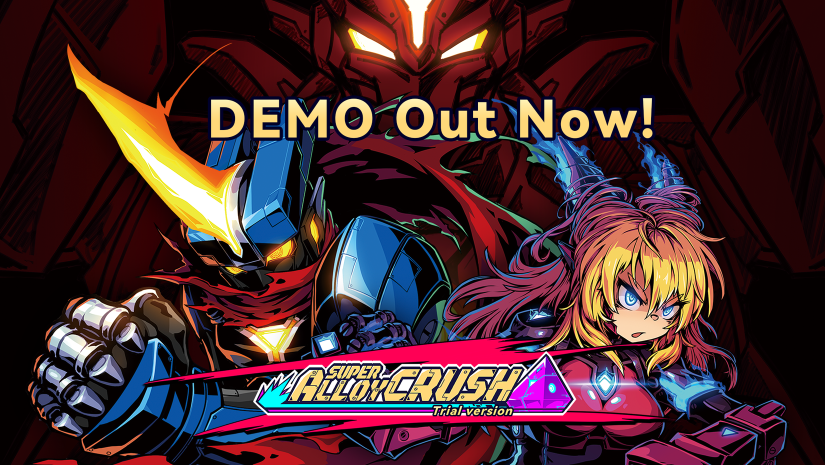 demo announcement image with three characters