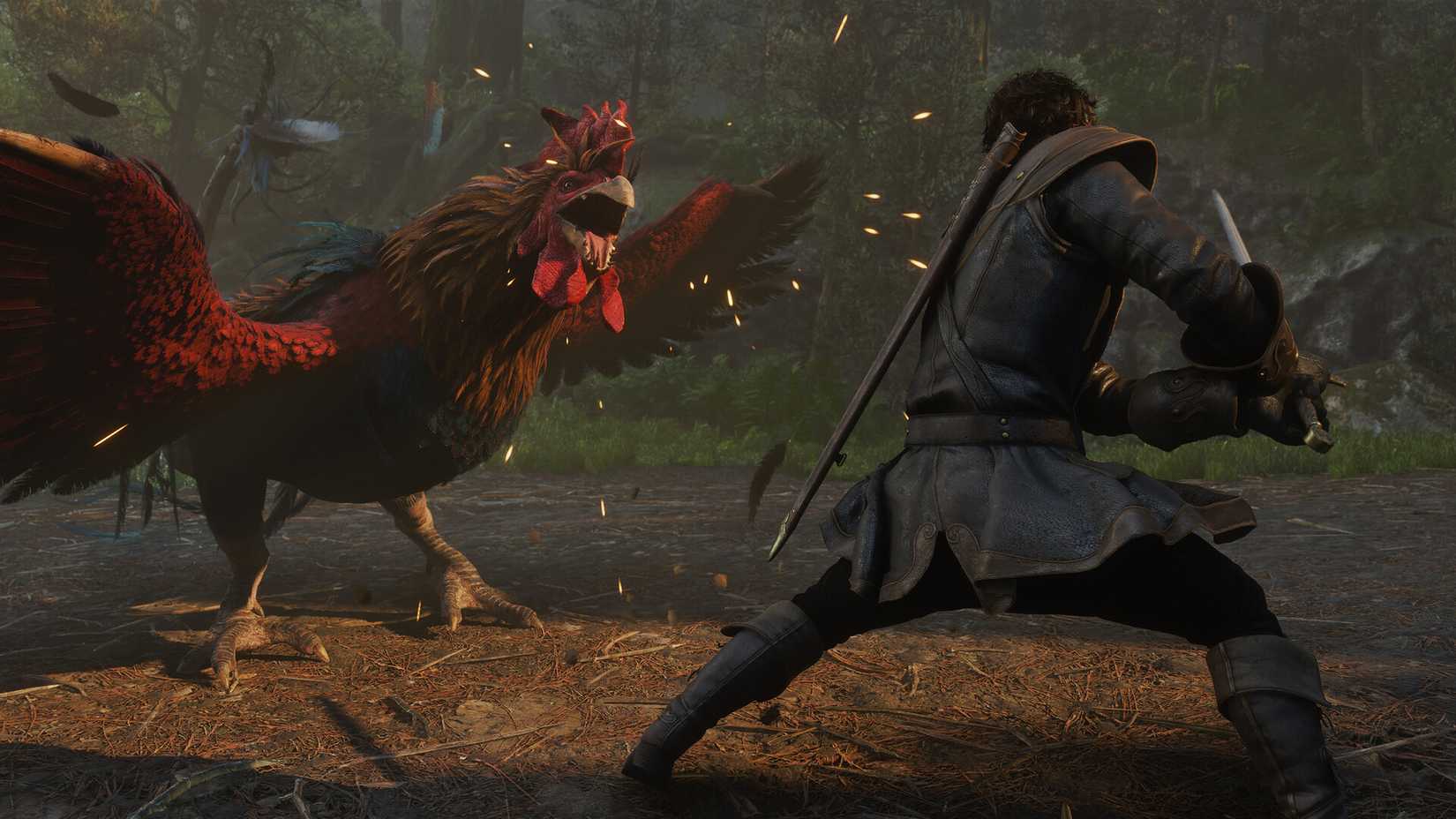 fighting a giant chicken