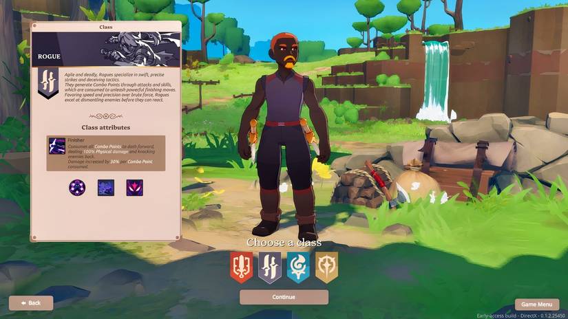 Image showing the Farever character creation process, including the different classes