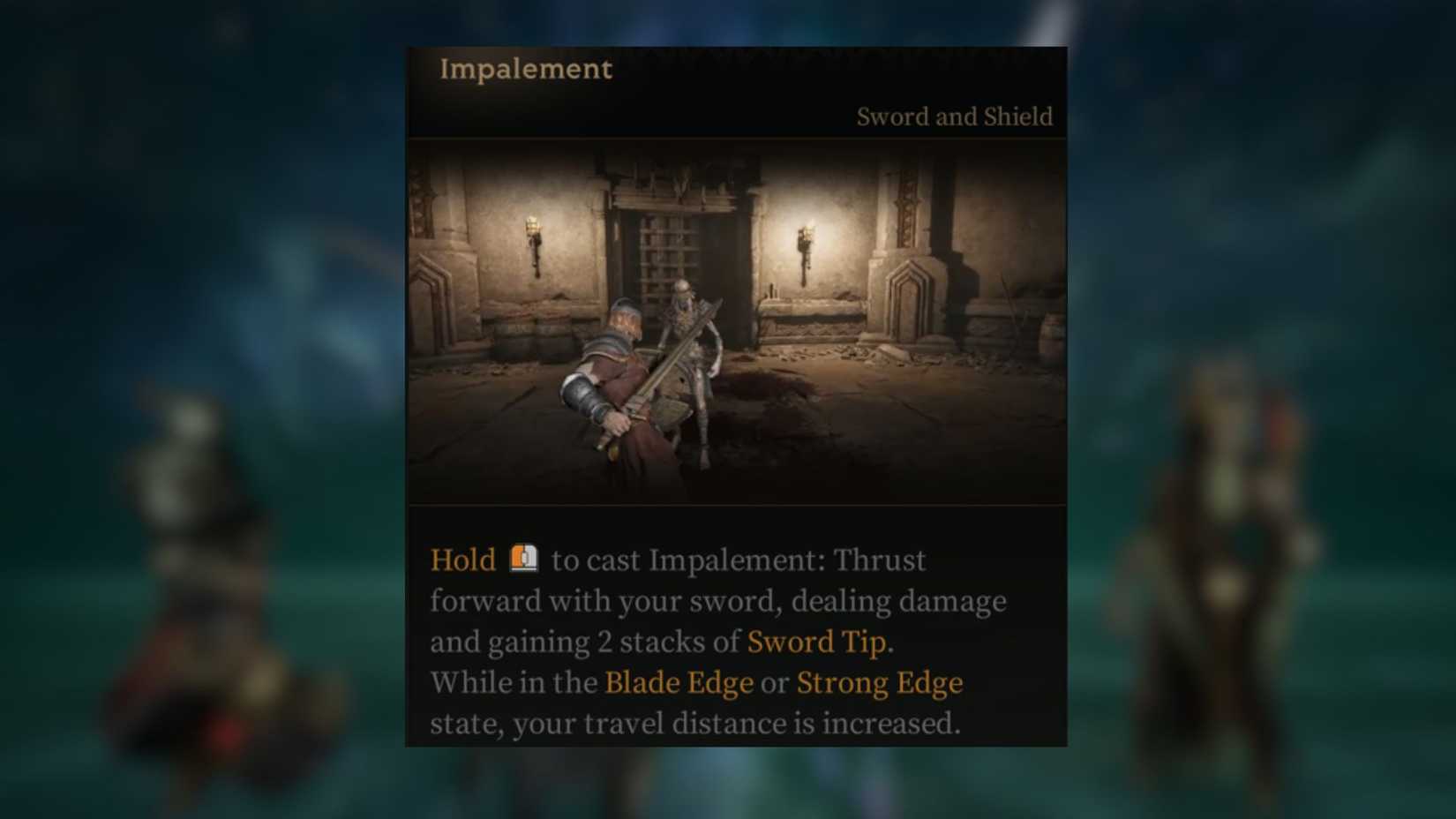 Impalement Mistfall Hunter Mercenary Sword and Shield