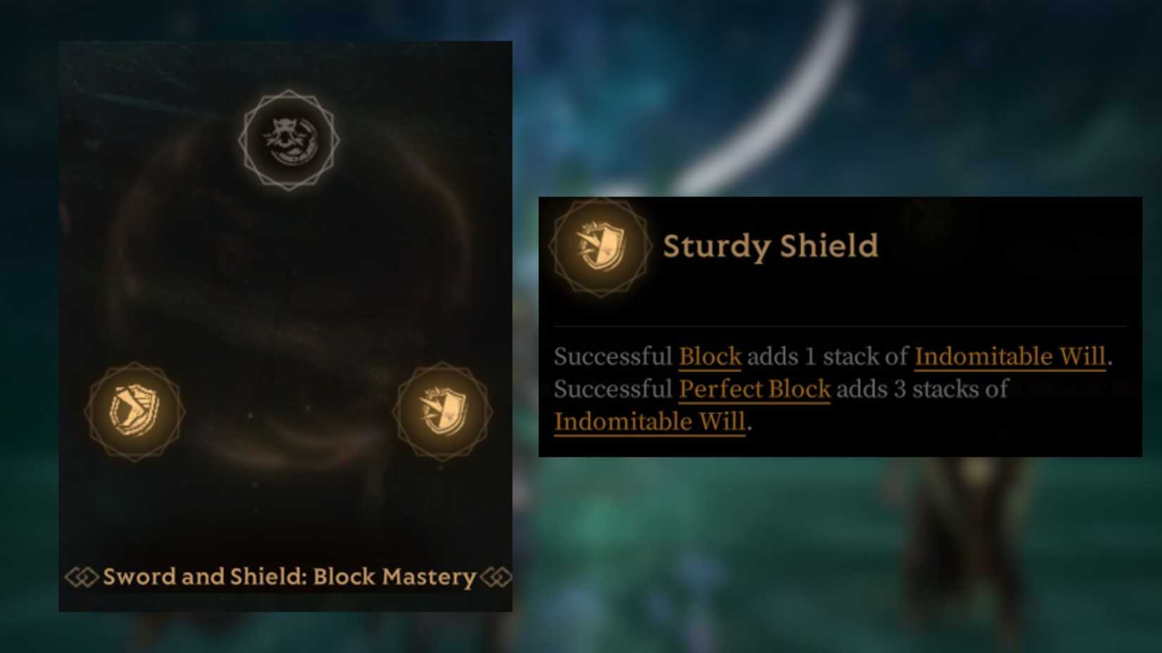 Sturdy Shield Mistfall Hunter Mercenary Sword and Shield