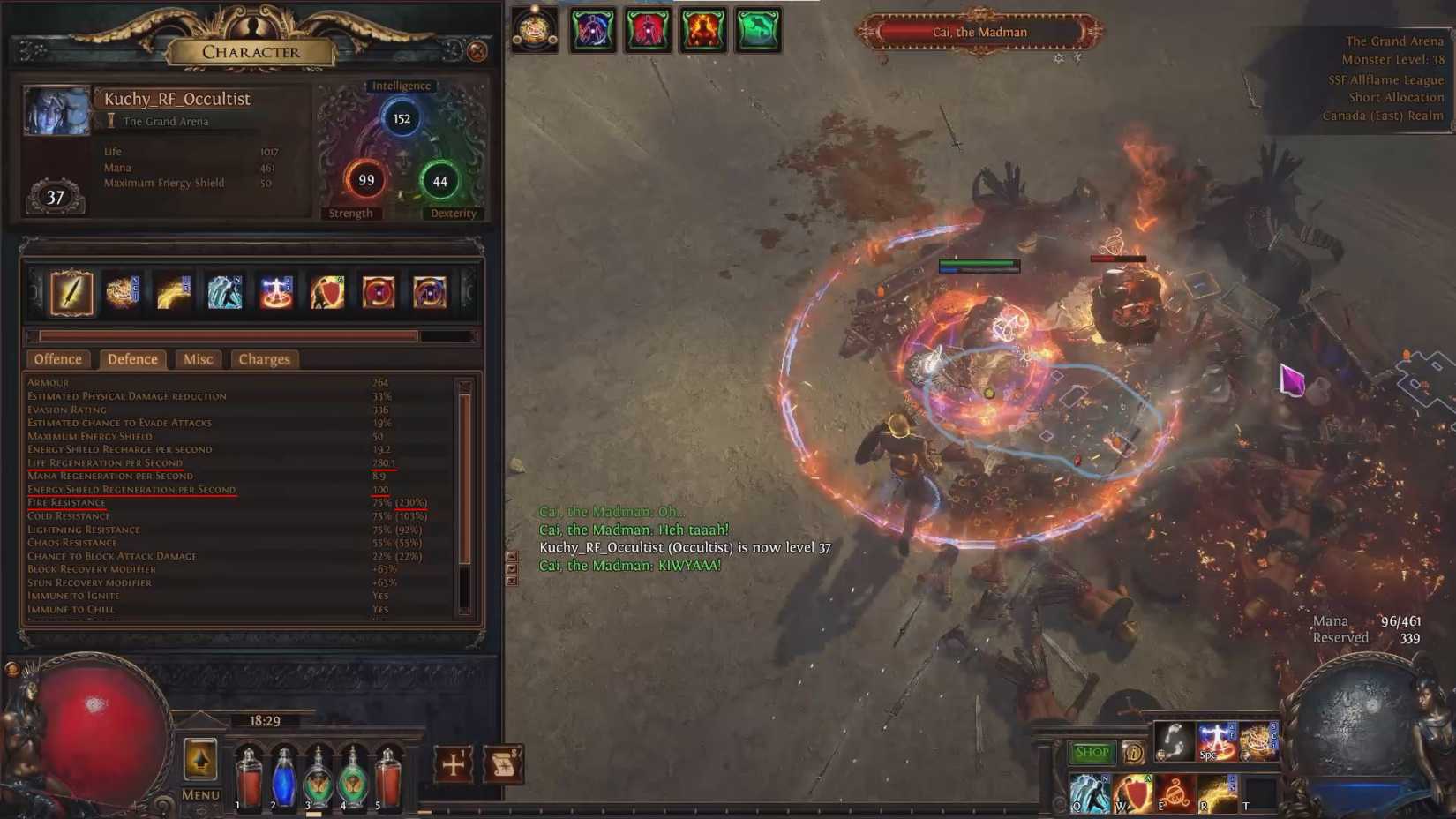 rf occultist life regen defence tab